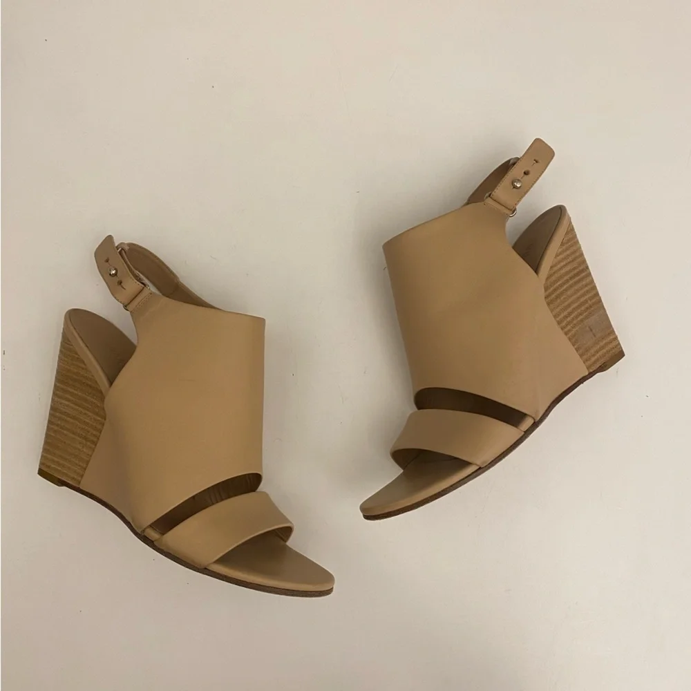 Vince. || Karen Leather‎ Wedge Sandals Tan 7.5